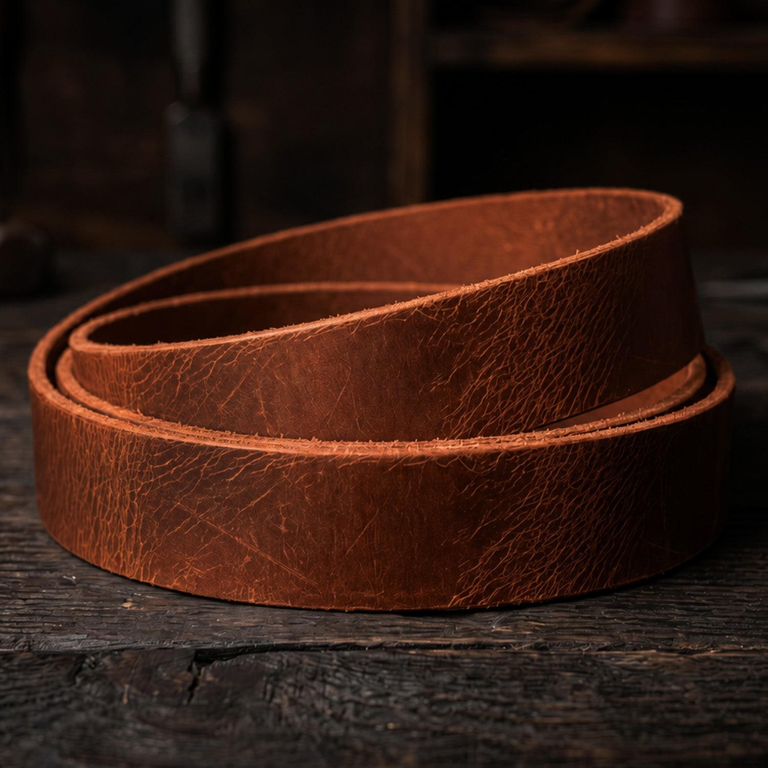 Řemen z buvolí kůže Buffalo - Handwax - 3,5-4mm, 140cm, 33/38mm - Koňak — CraftPoint